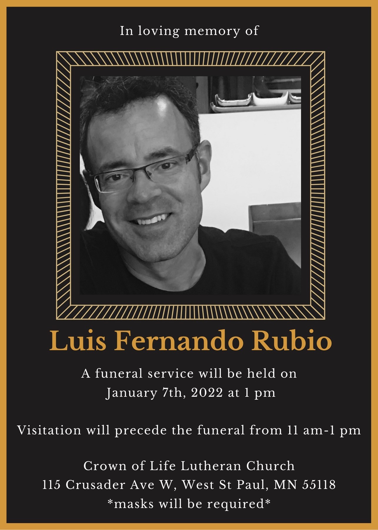Obituary of Luis Fernando Rubio