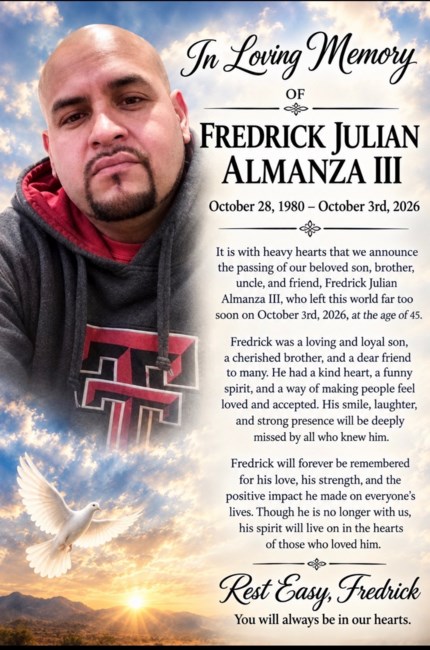 Obituary of Fredrick Julian Almanza III