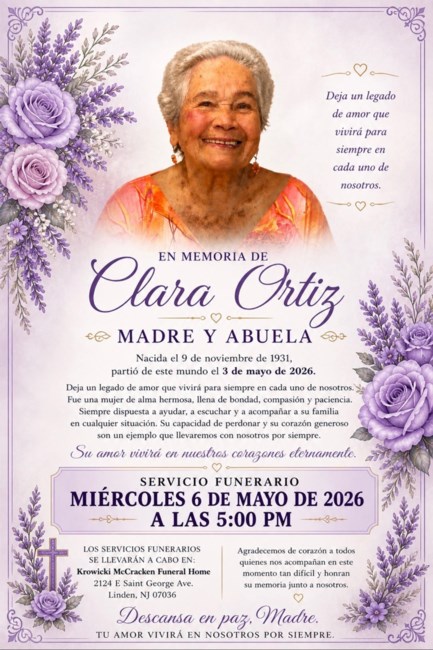 Obituary of Clara Rita Ortiz