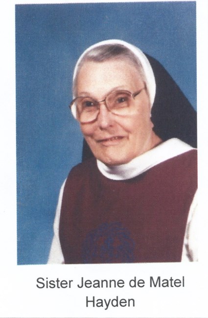 Obituary of Sr. M. Jeanne De Matel Hayden