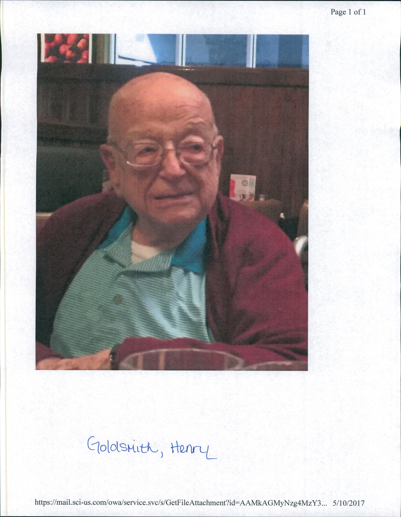 Obituary of Henry Goldsmith