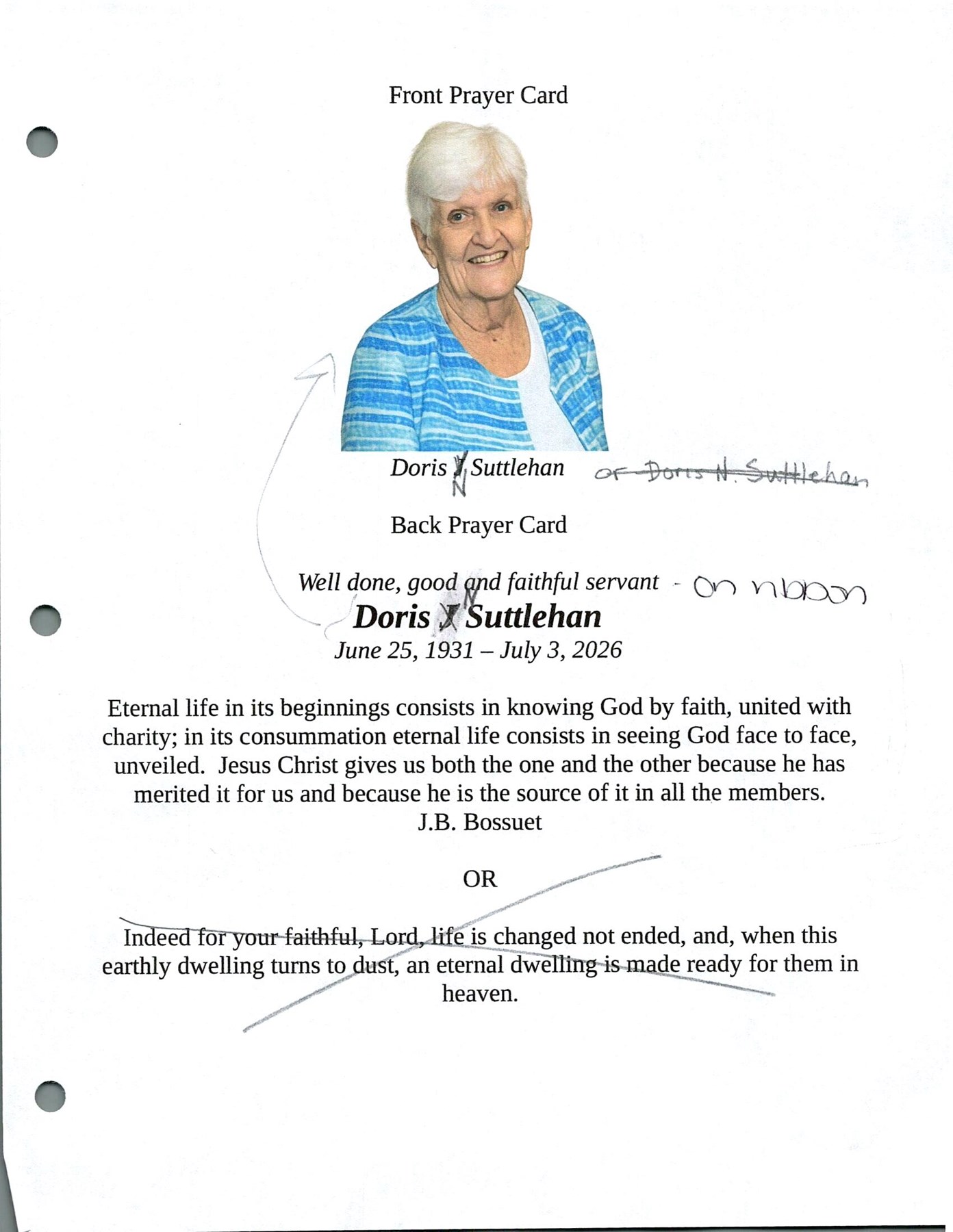 Obituary of Doris Jane Suttlehan