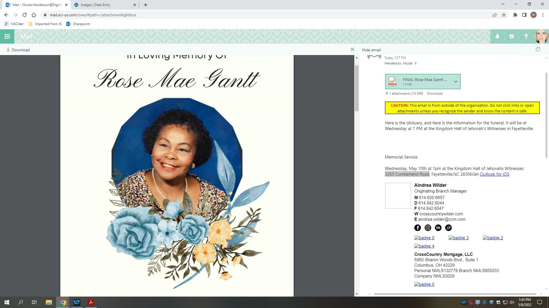 Obituario de Rose Mae Gantt