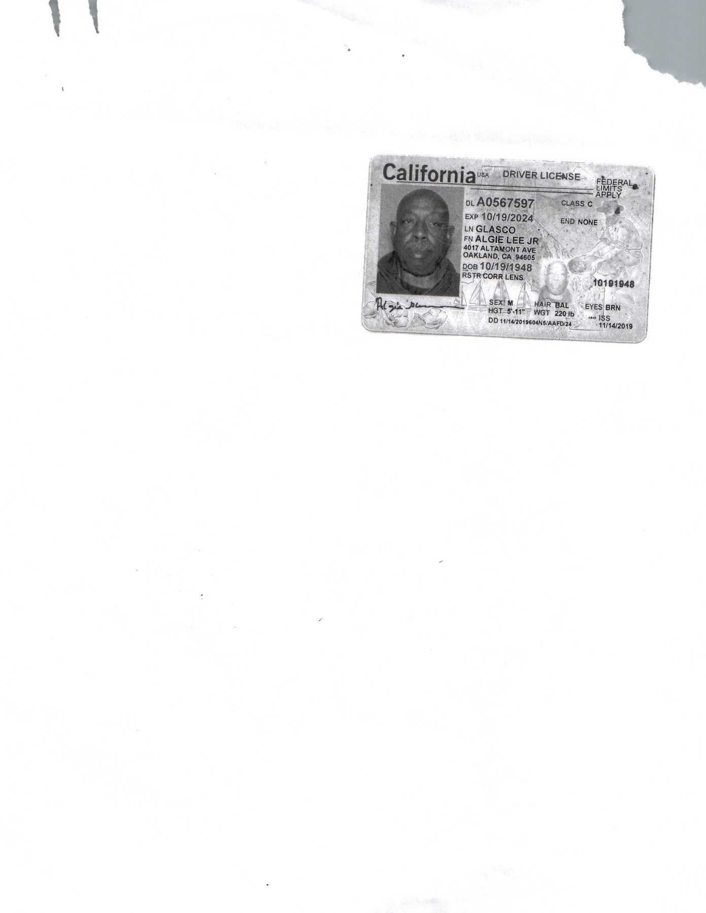 Obituario de Algie L Glasco Jr.