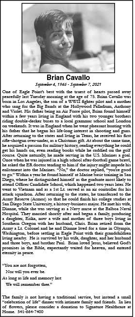 Avis de décès de Brian Anthony Cavallo