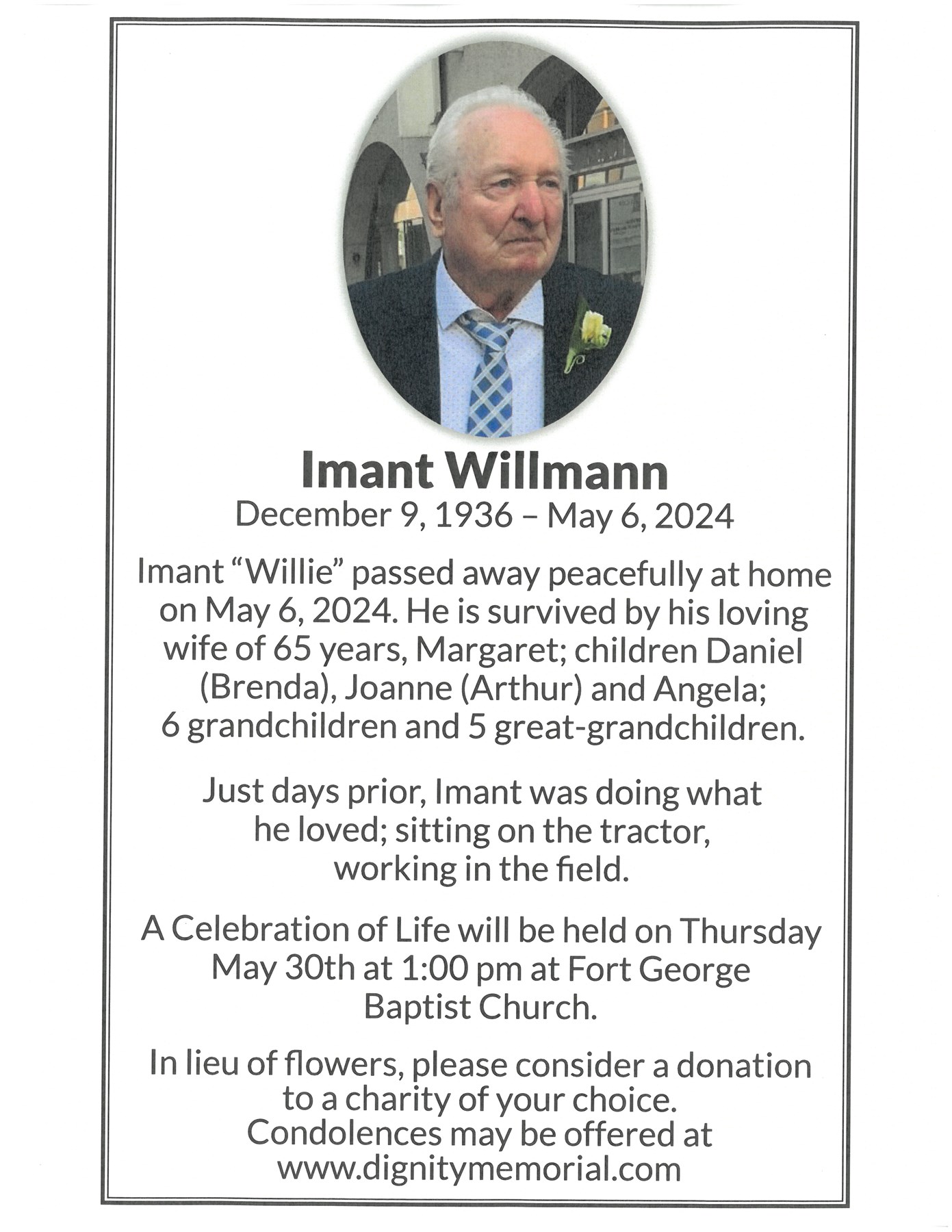 Obituary of Imant Willmann
