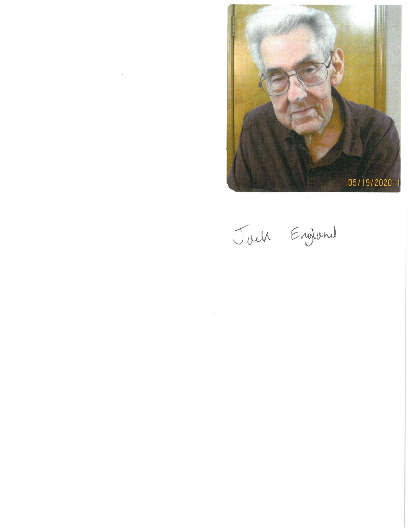 Obituary of Jack Donald England