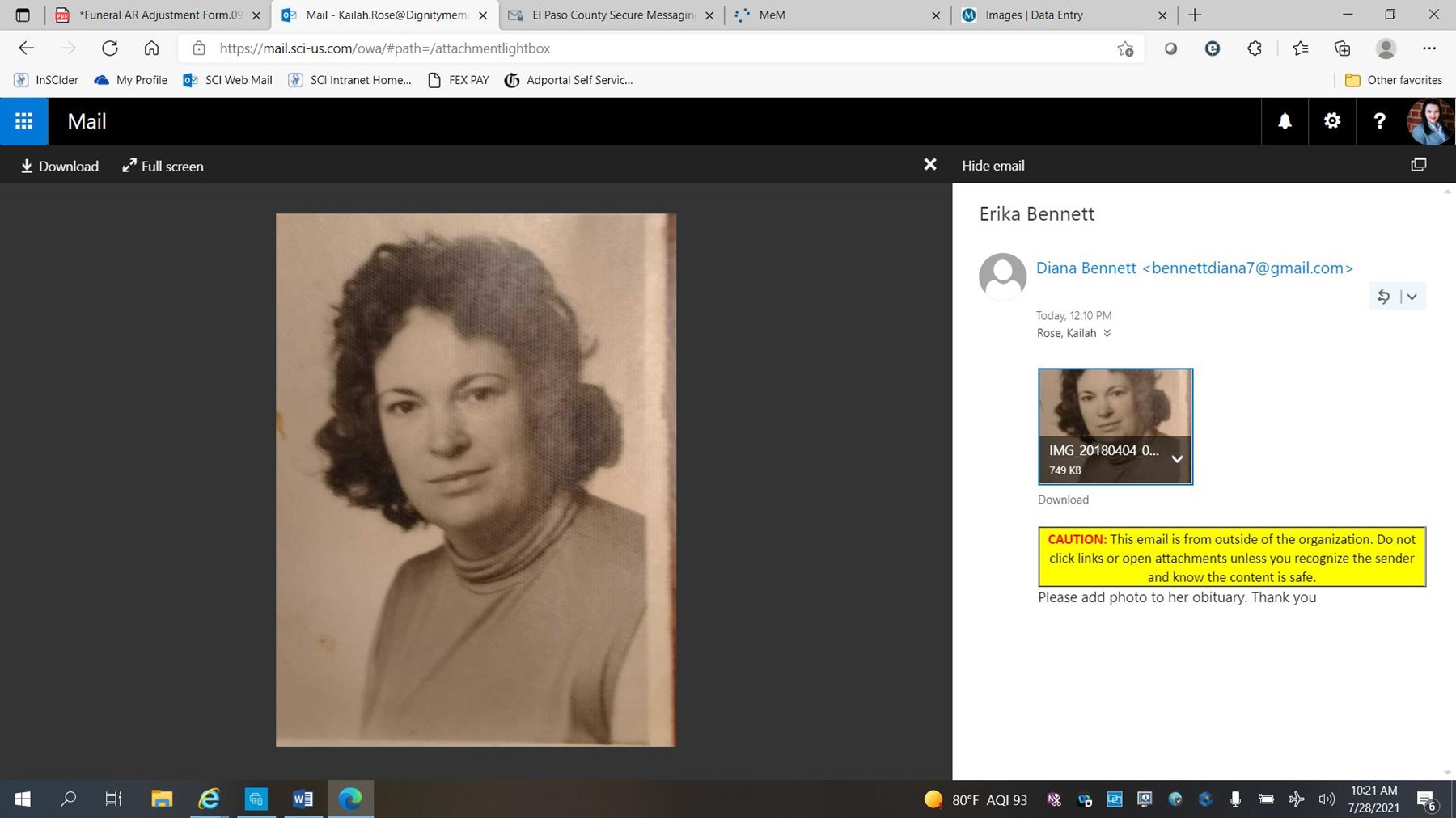 Obituary of Erika Renate Bennett