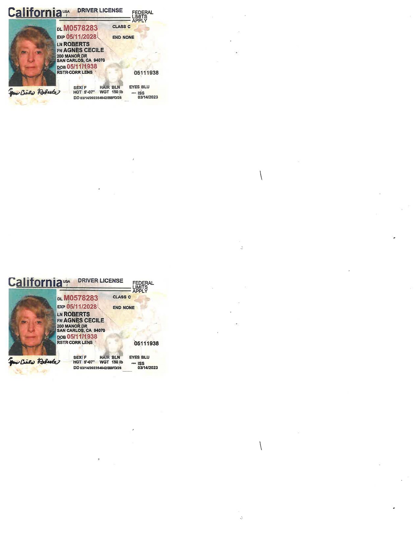 Obituary of Agnes Cecile Roberts