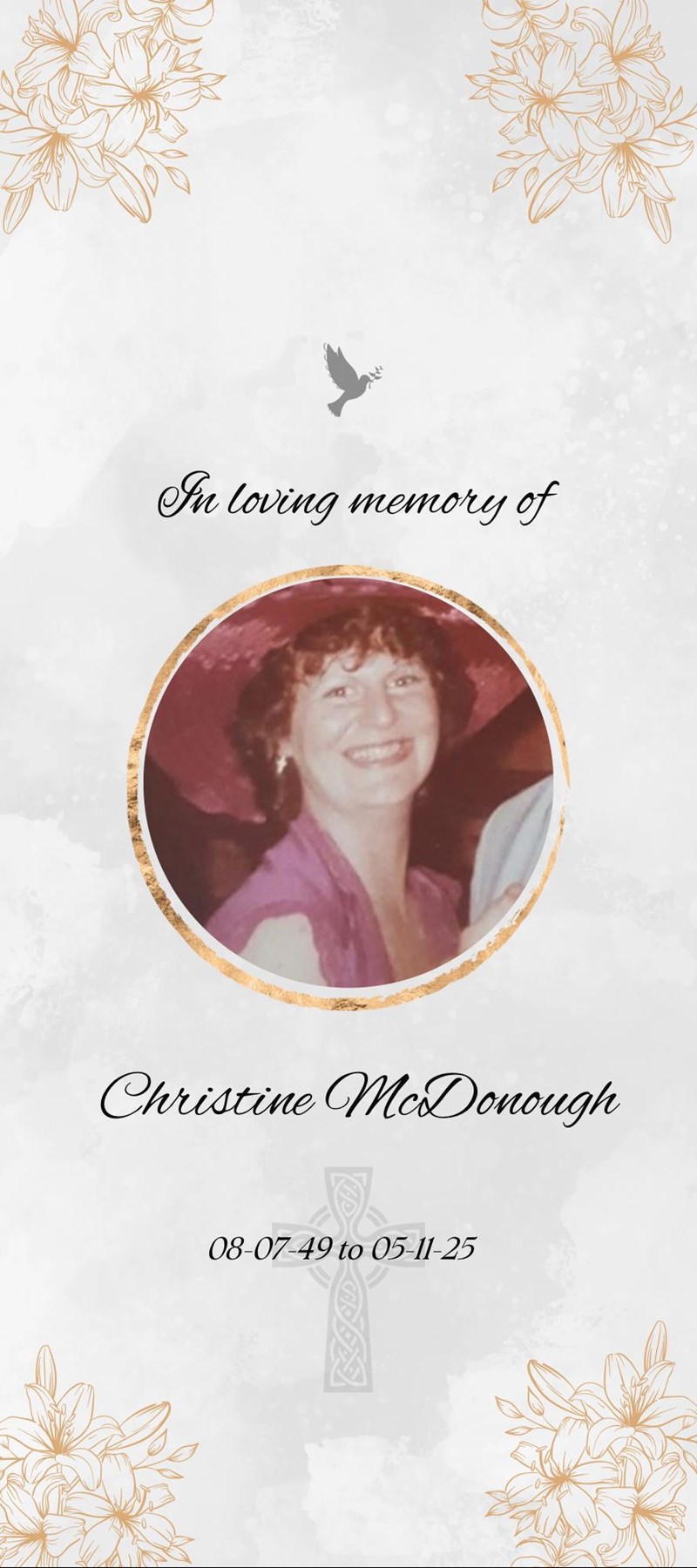 Obituary of Christine Marie McDonough