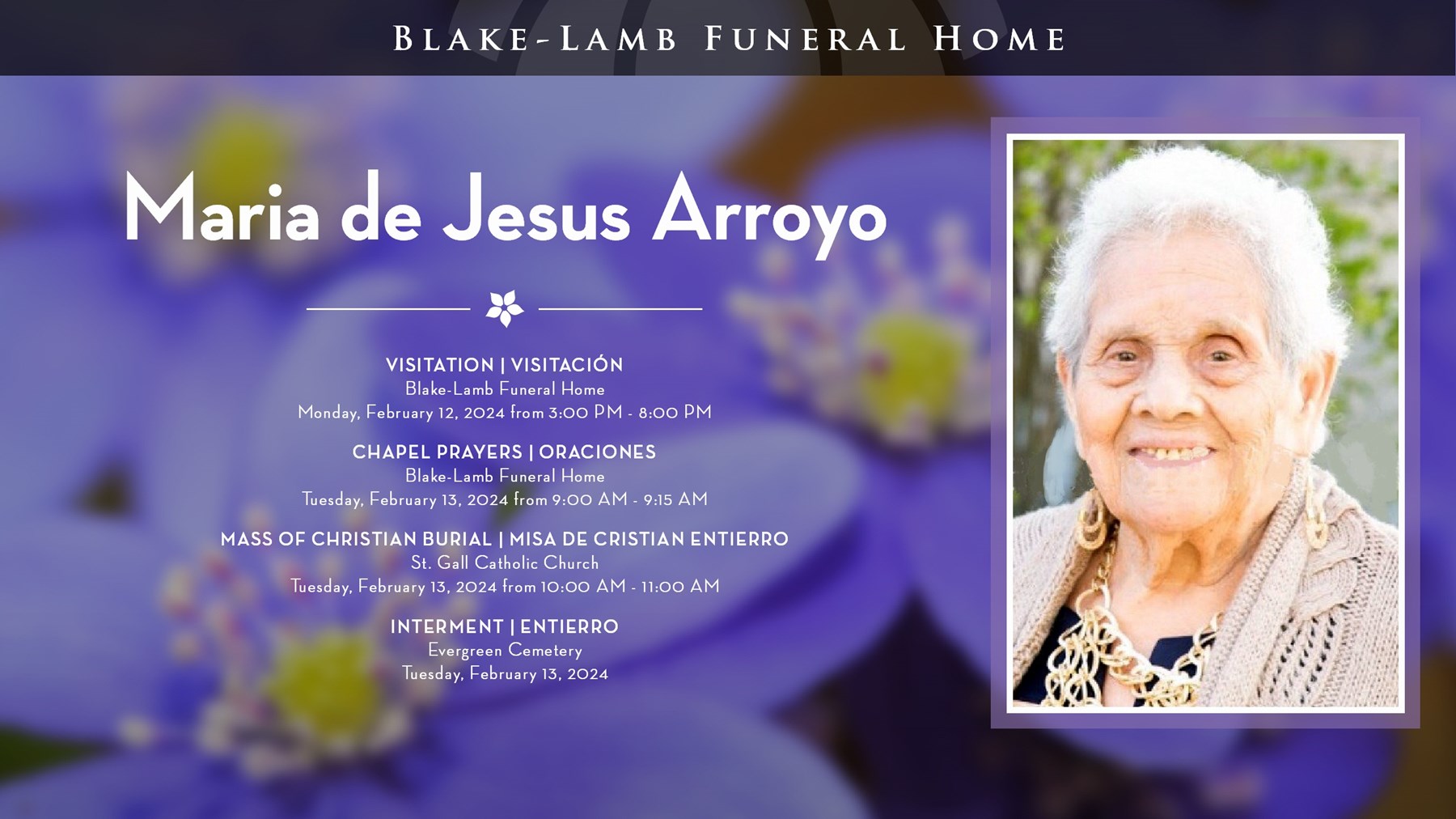 Obituary of Maria de Jesus Arroyo