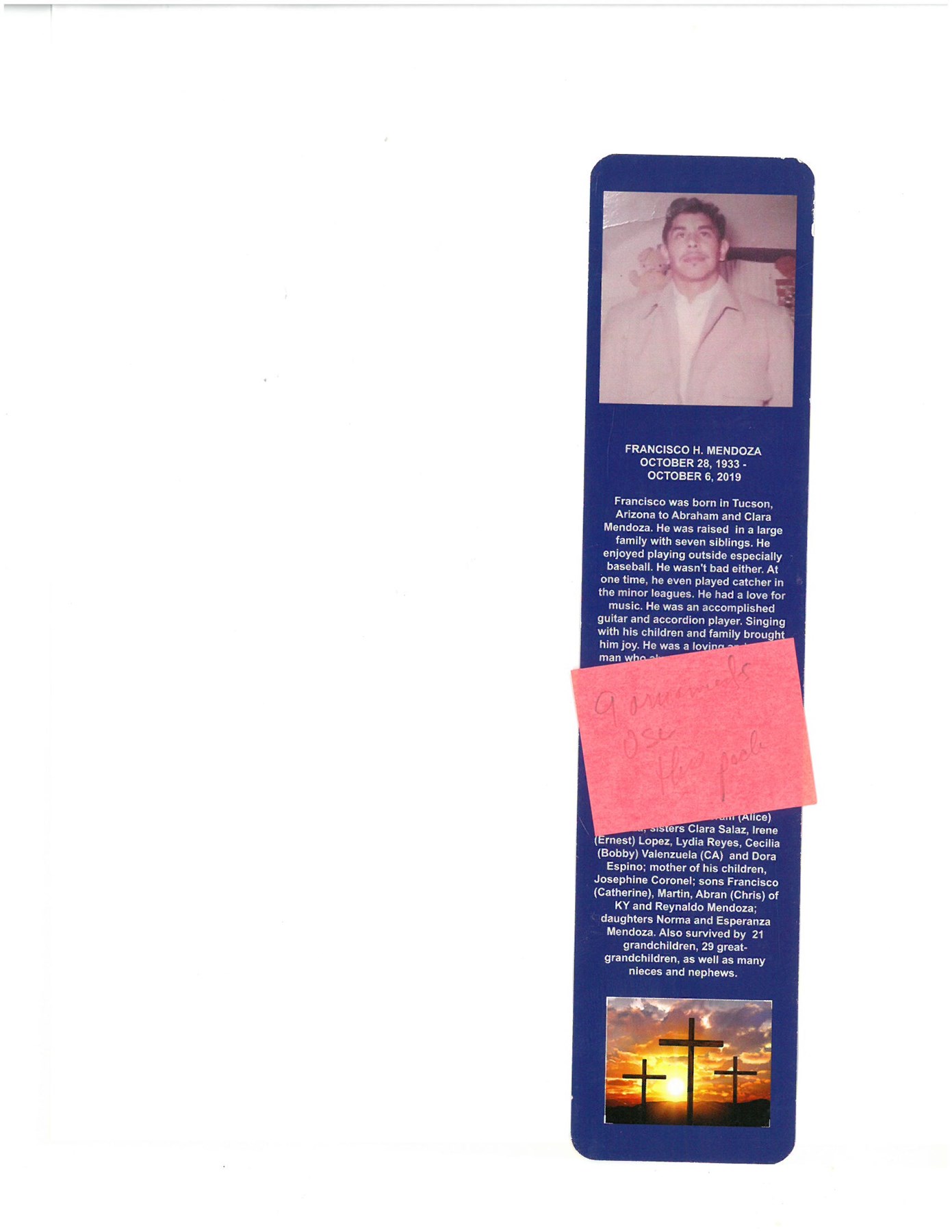 Obituary of Francisco H Mendoza