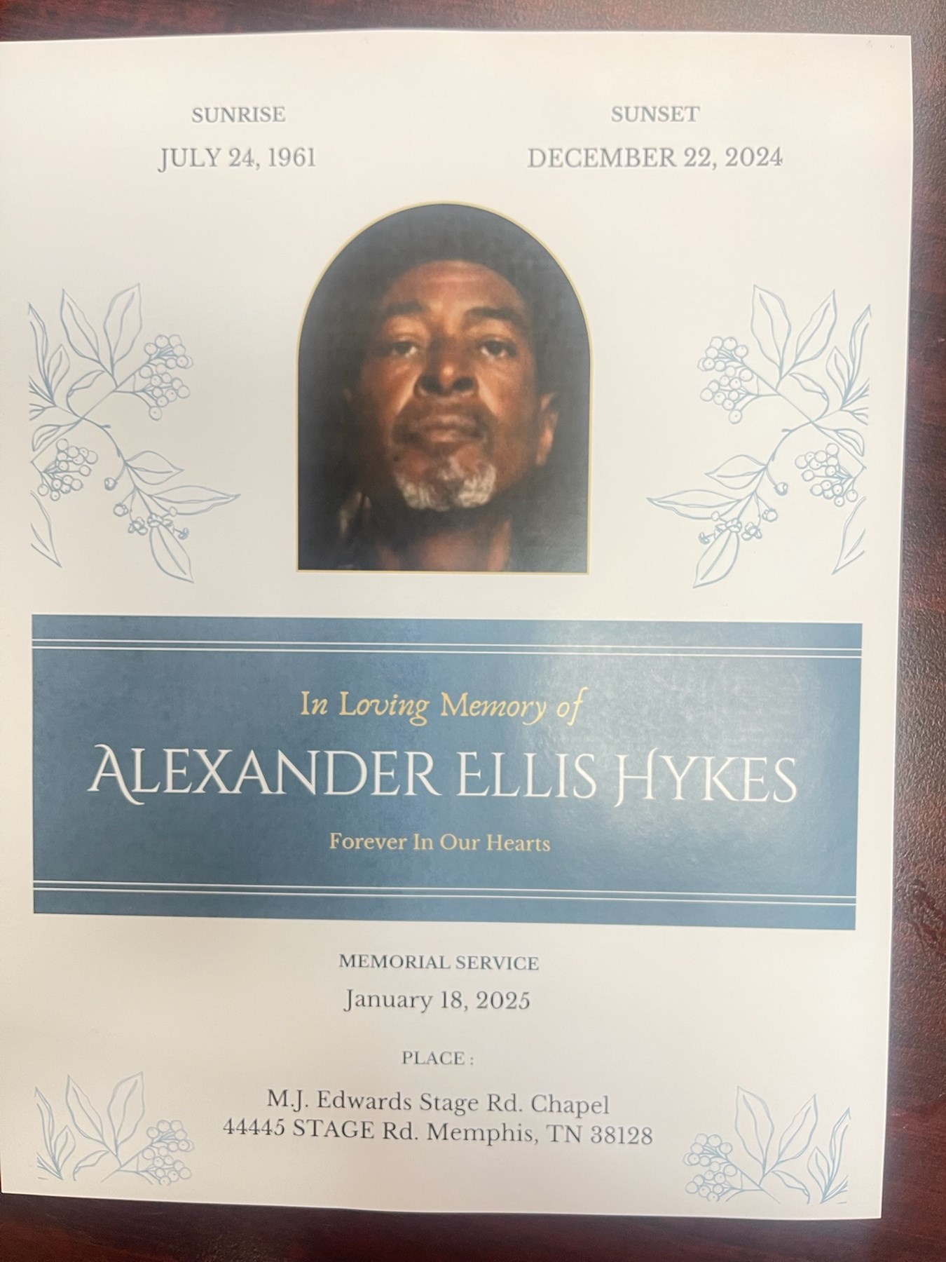 Obituary of Mr. Alexander E. Hykes