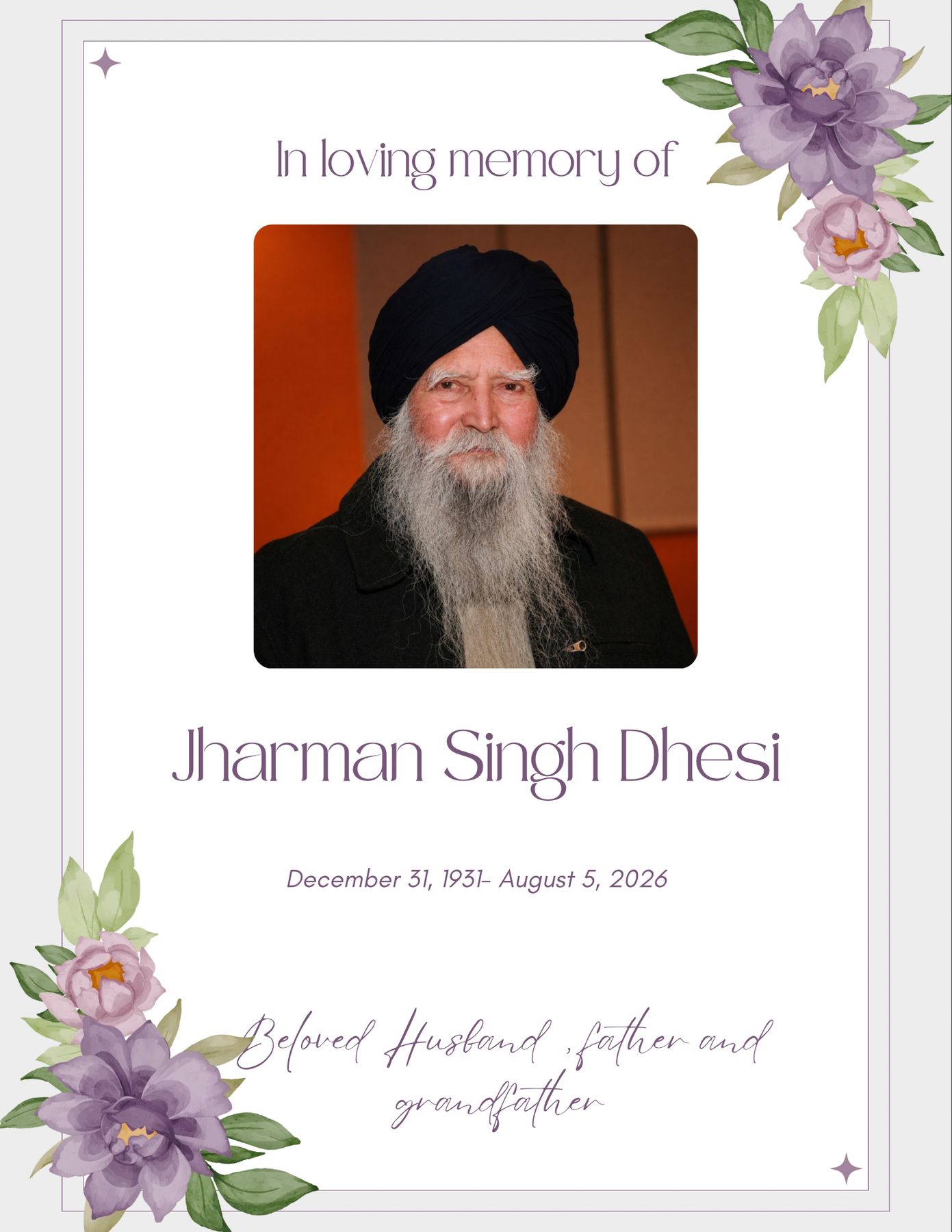 Obituary of Jharman Singh Dhesi