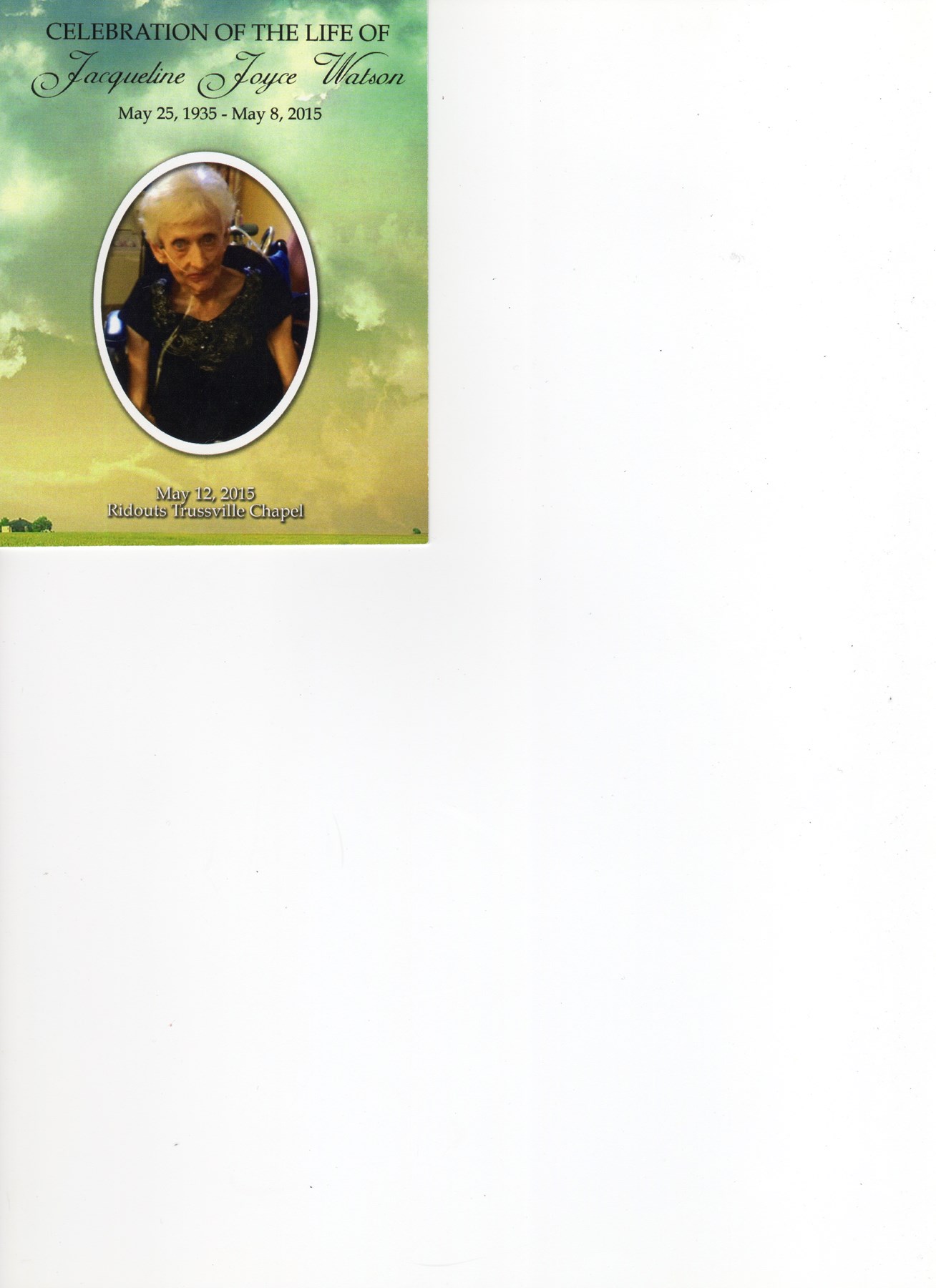 Obituary of Jacqueline Joyce Watson