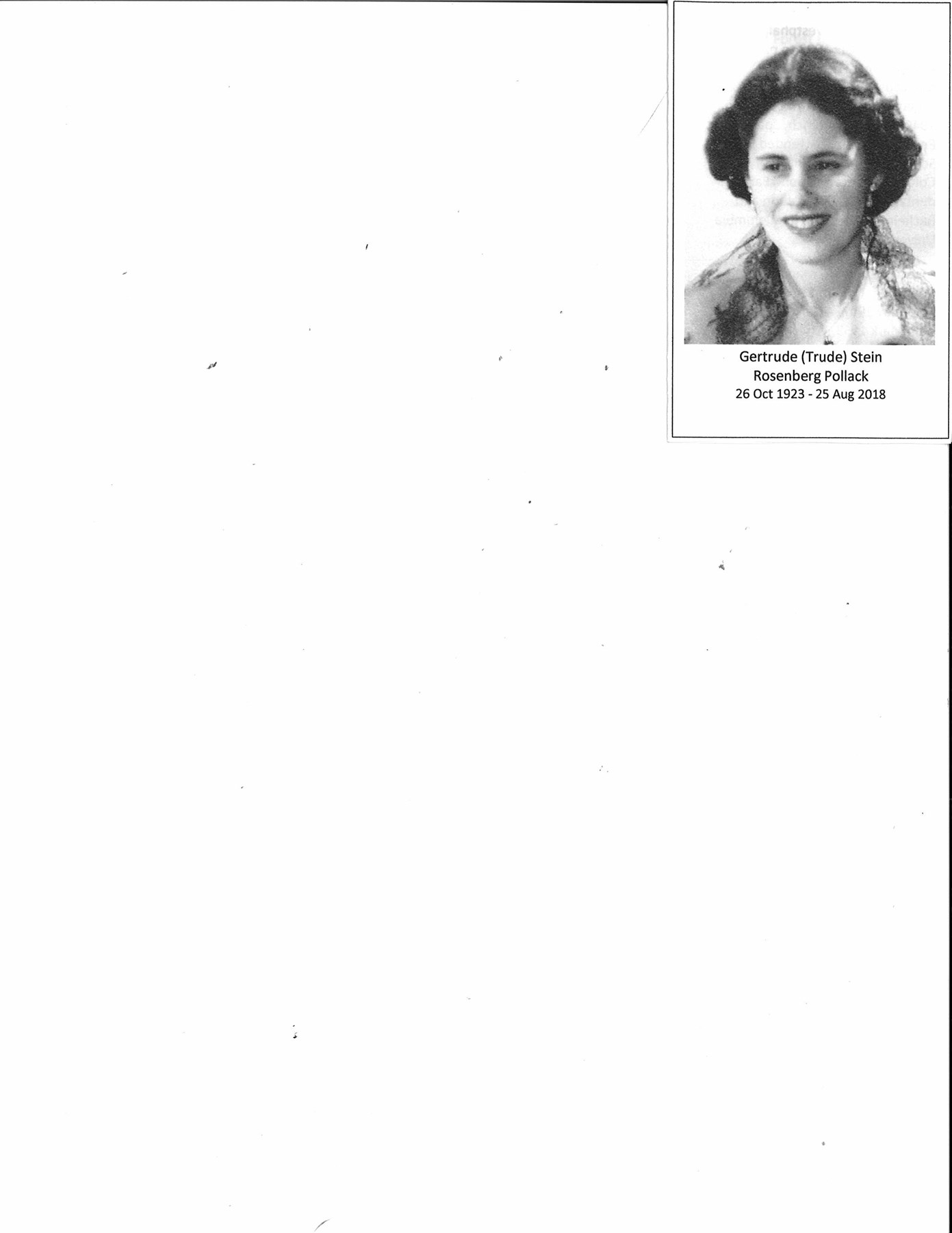 Obituary of Gertrude Pollack