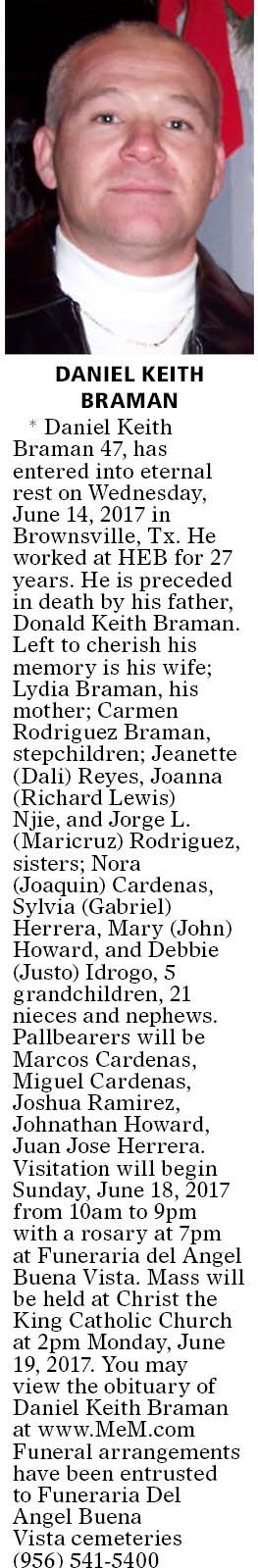 Obituary of Daniel Keith Braman