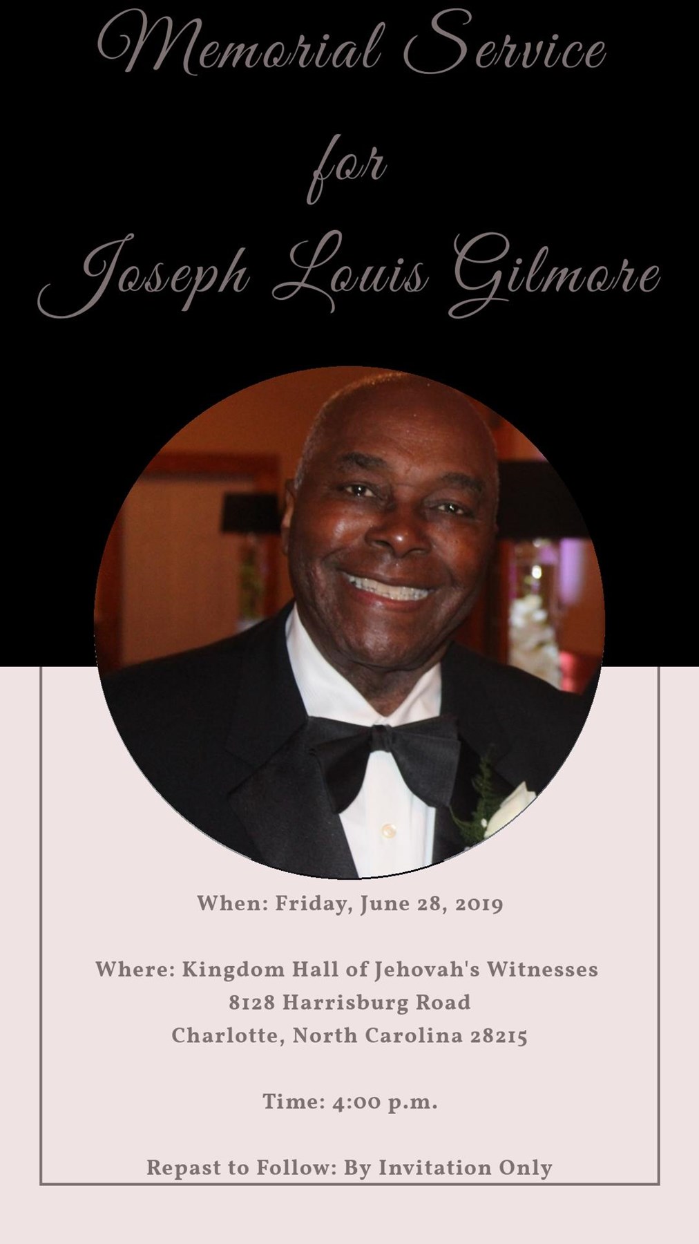 Obituary of Joseph Louis Gilmore