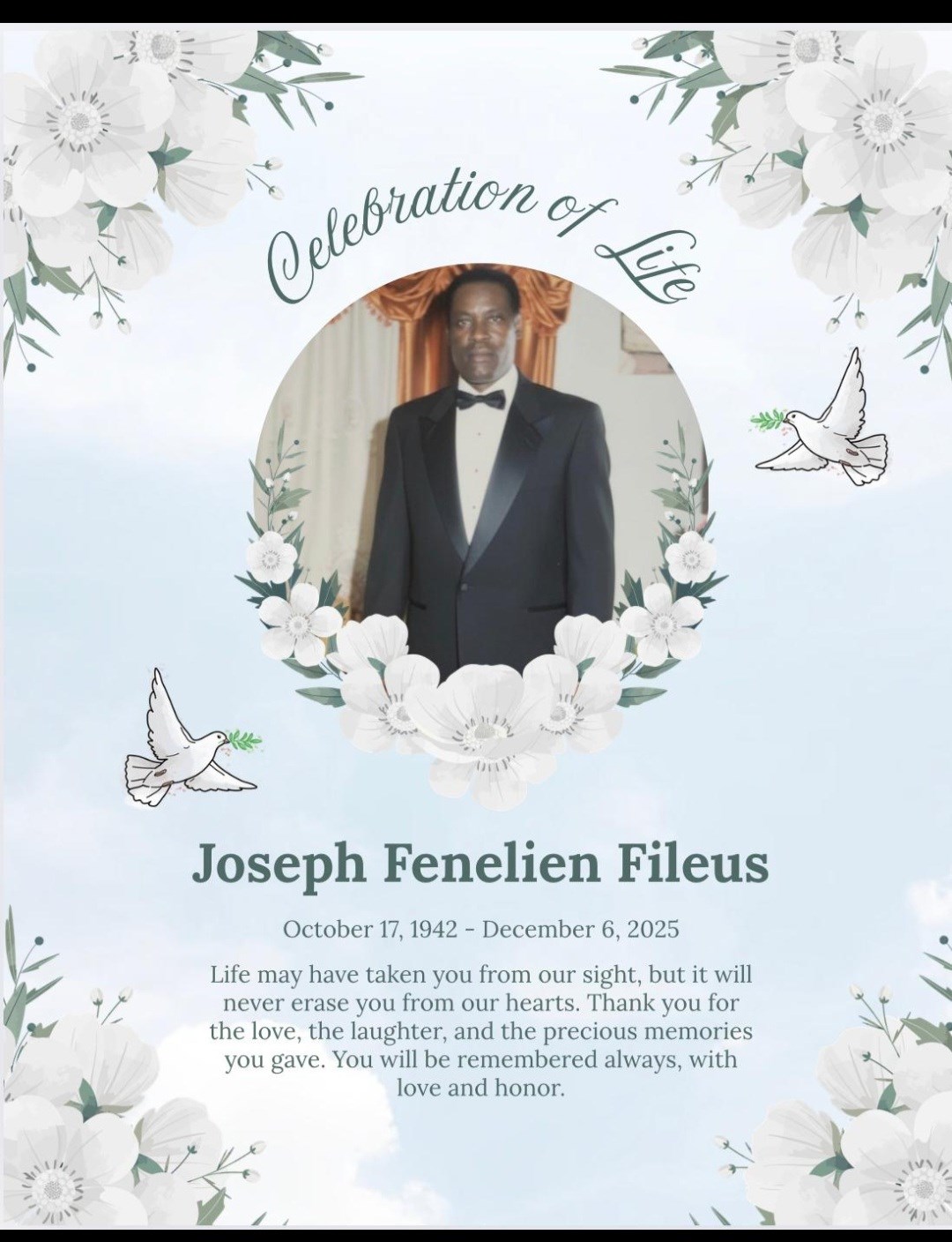 Obituary of Joseph Fenelien Fileus