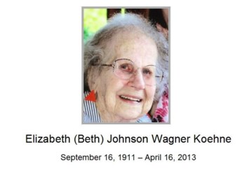 Obituary of Elizabeth Elizabeth Claire Wagner Koehne Claire Wagner Koehne