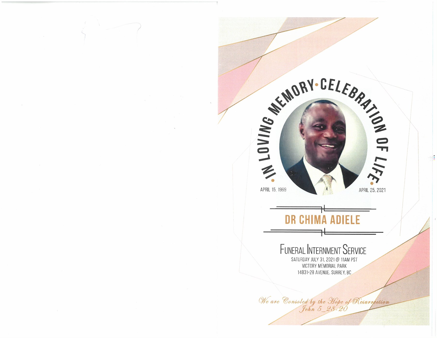 Obituary of Chima Adiele