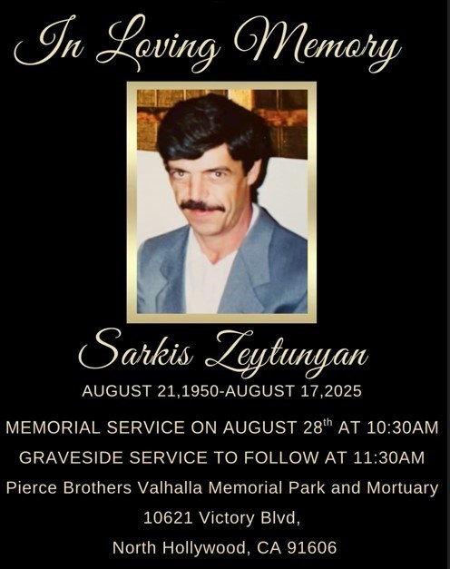 Avis de décès de Sarkis Zeytunyan