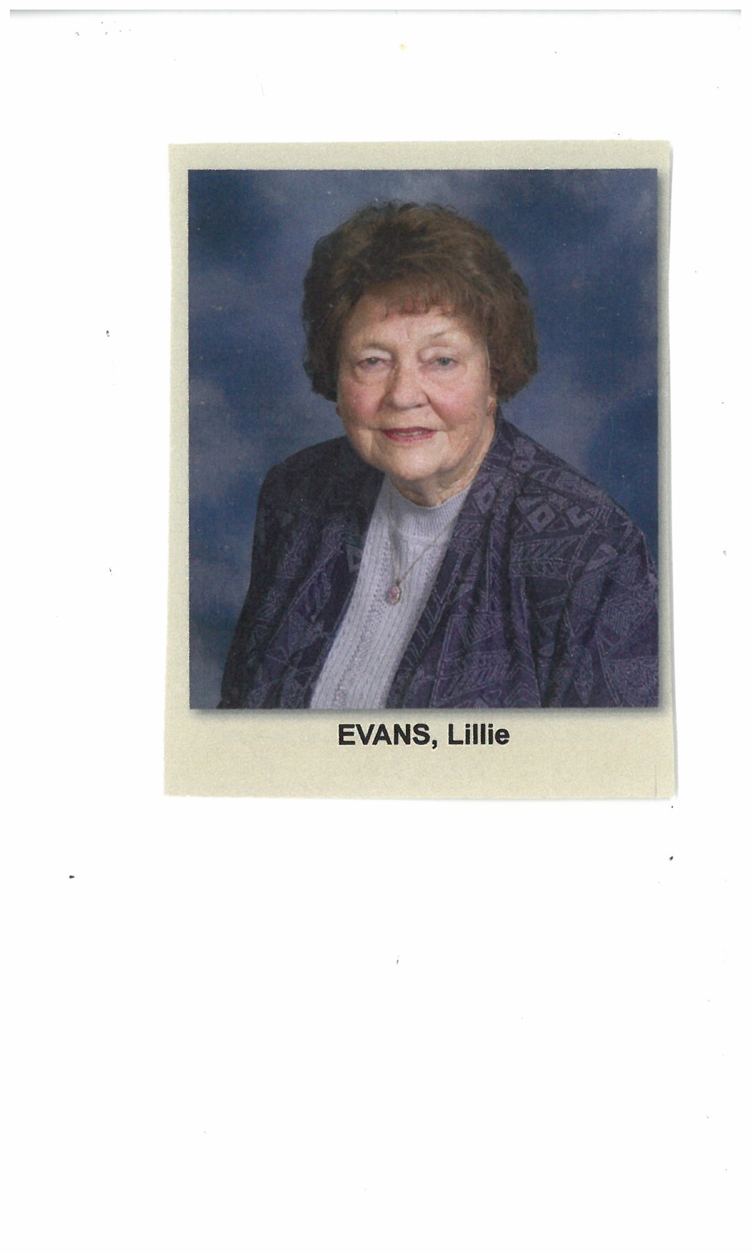 Obituary of Lillie Mae Evans