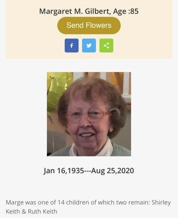 Obituary of Margaret M Gilbert