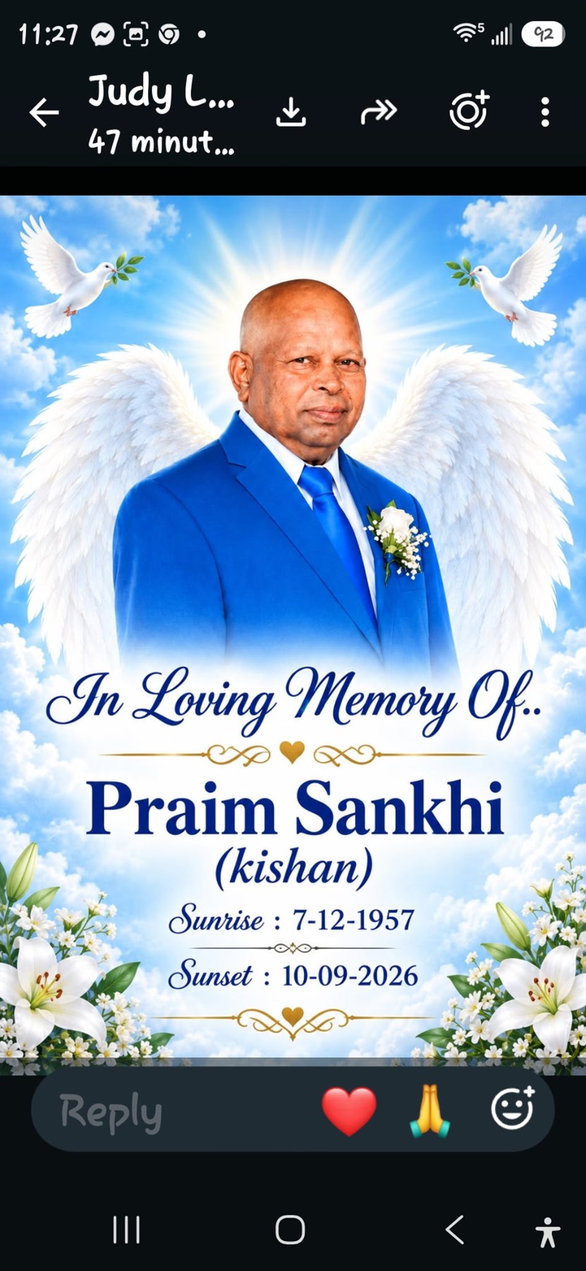 Obituary of Praim Sankhi