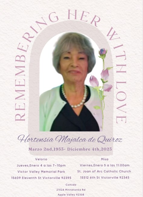 Obituary of Hortencia Majalca Martinez