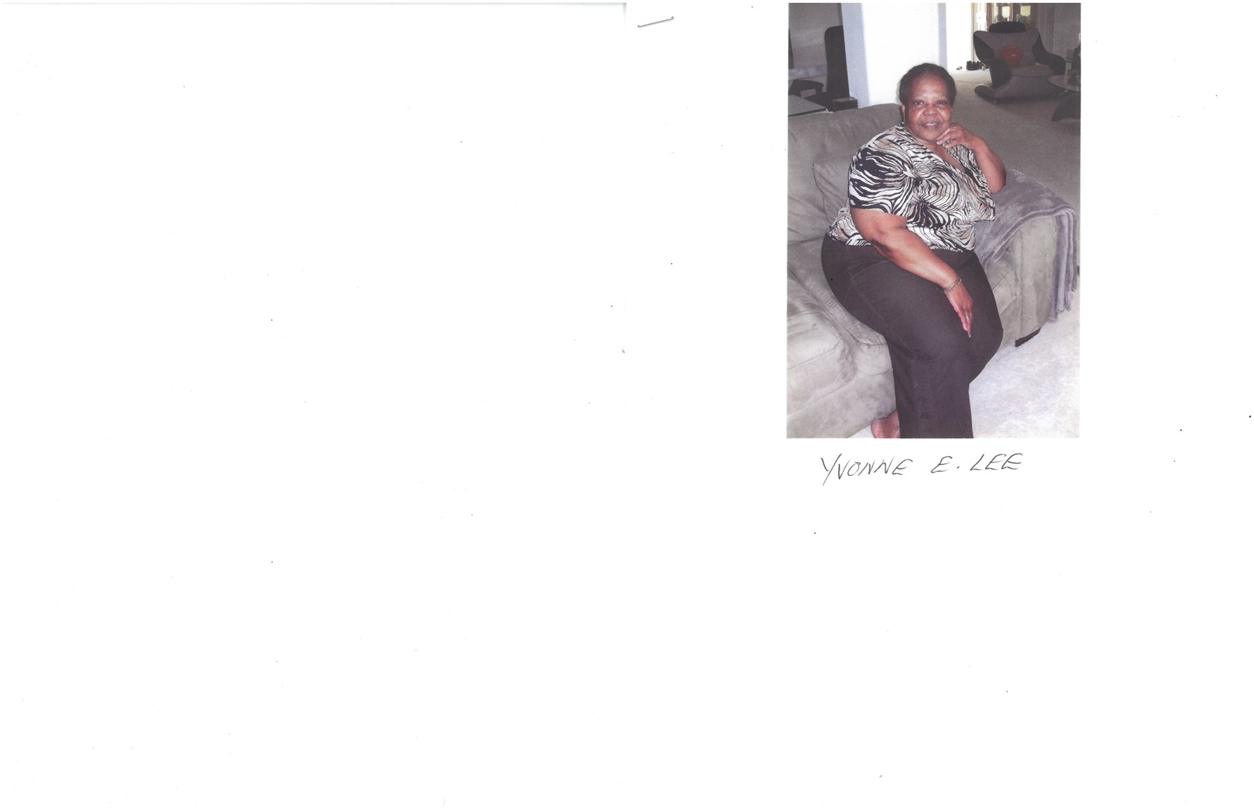 Obituary of Yvonne Elaine Lee