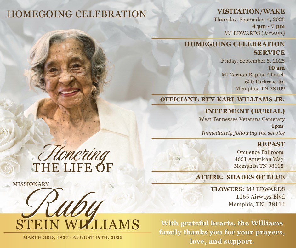 Obituary of Ruby Stein Williams