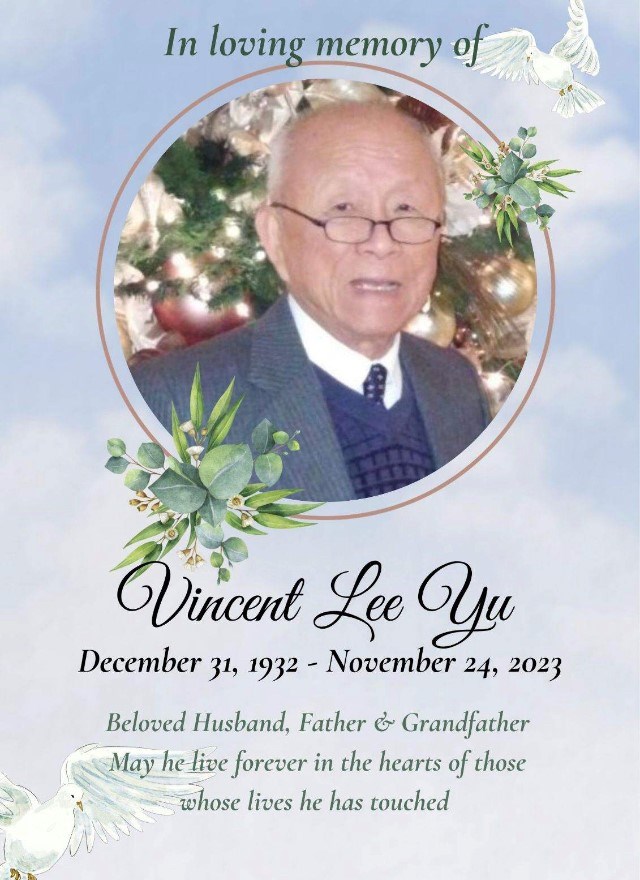 Obituary of Vincent Lee Yu