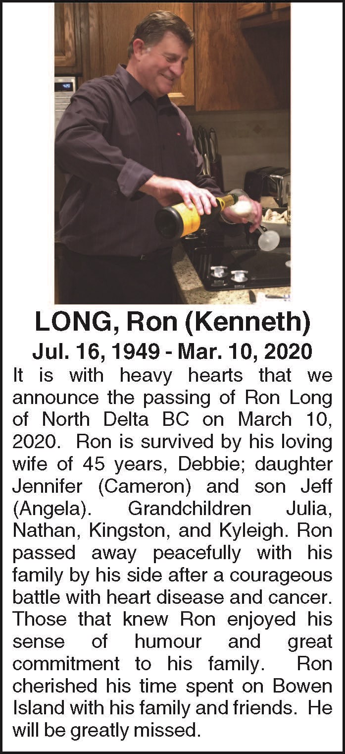 Obituary of Kenneth Ronald Long