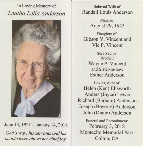 Obituary of Leatha Lelia Anderson