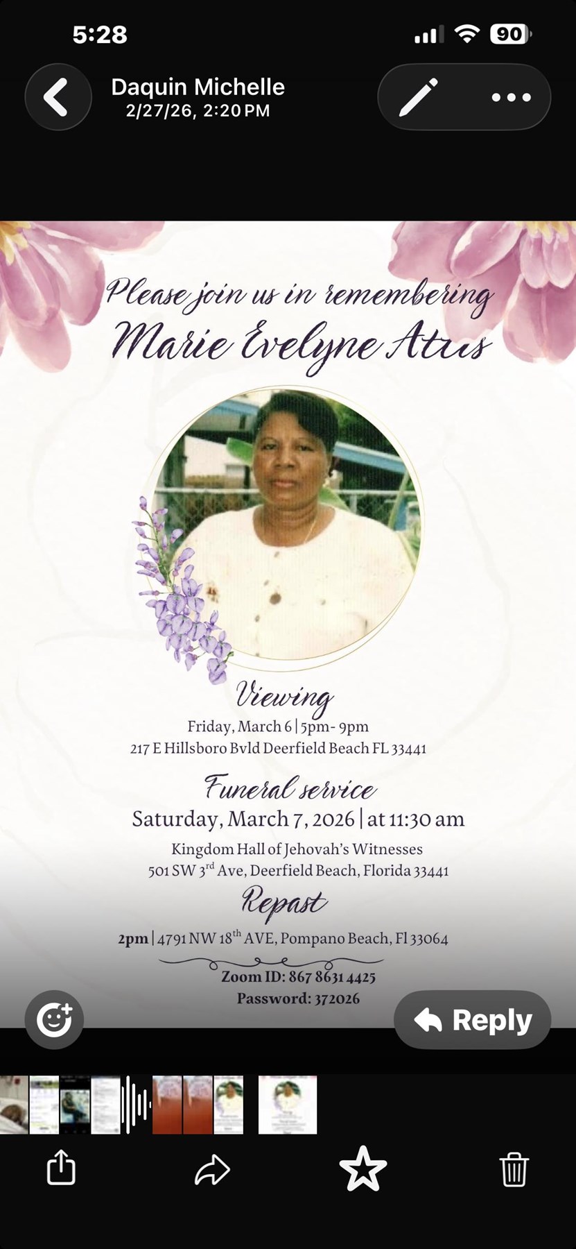 Avis de décès de Marie Attis