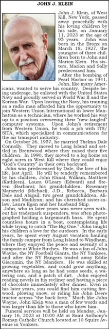 Obituary of John Klein