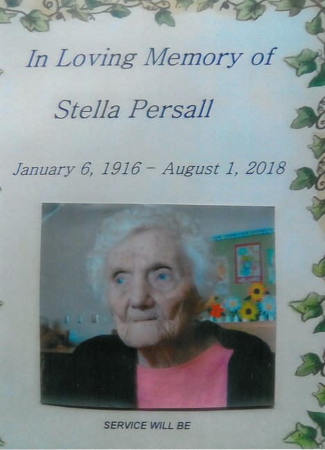 Avis de décès de Stella Persall