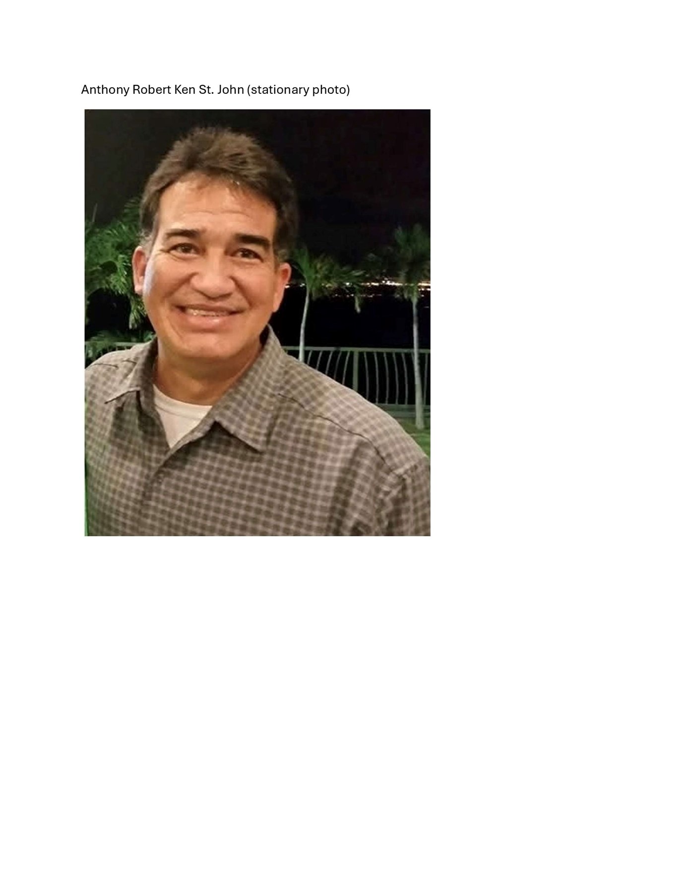 Obituary of Anthony Robert Ken St. John