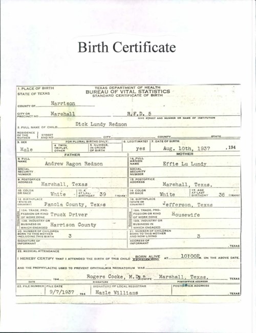 Dick Redmon Obituary Arlington Tx