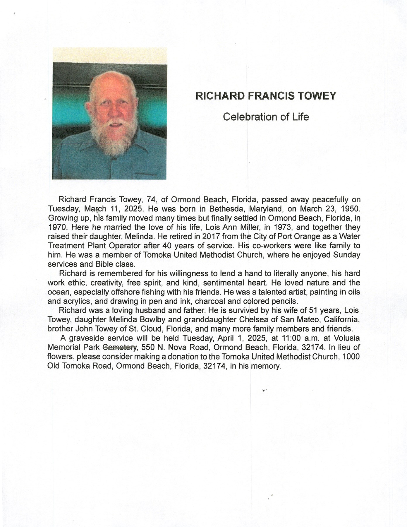 Obituary of Richard F. Towey