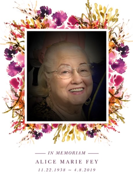 Obituary of Alice Marie Fey