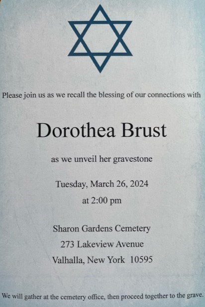 Obituary of Dorothea Brust
