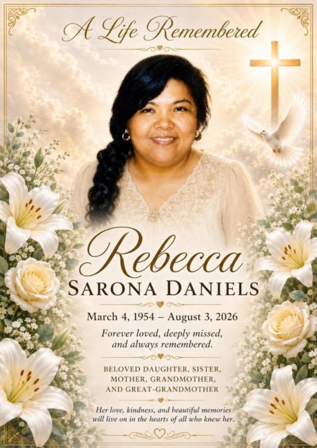 Obituary of Rebecca Sarona Daniels