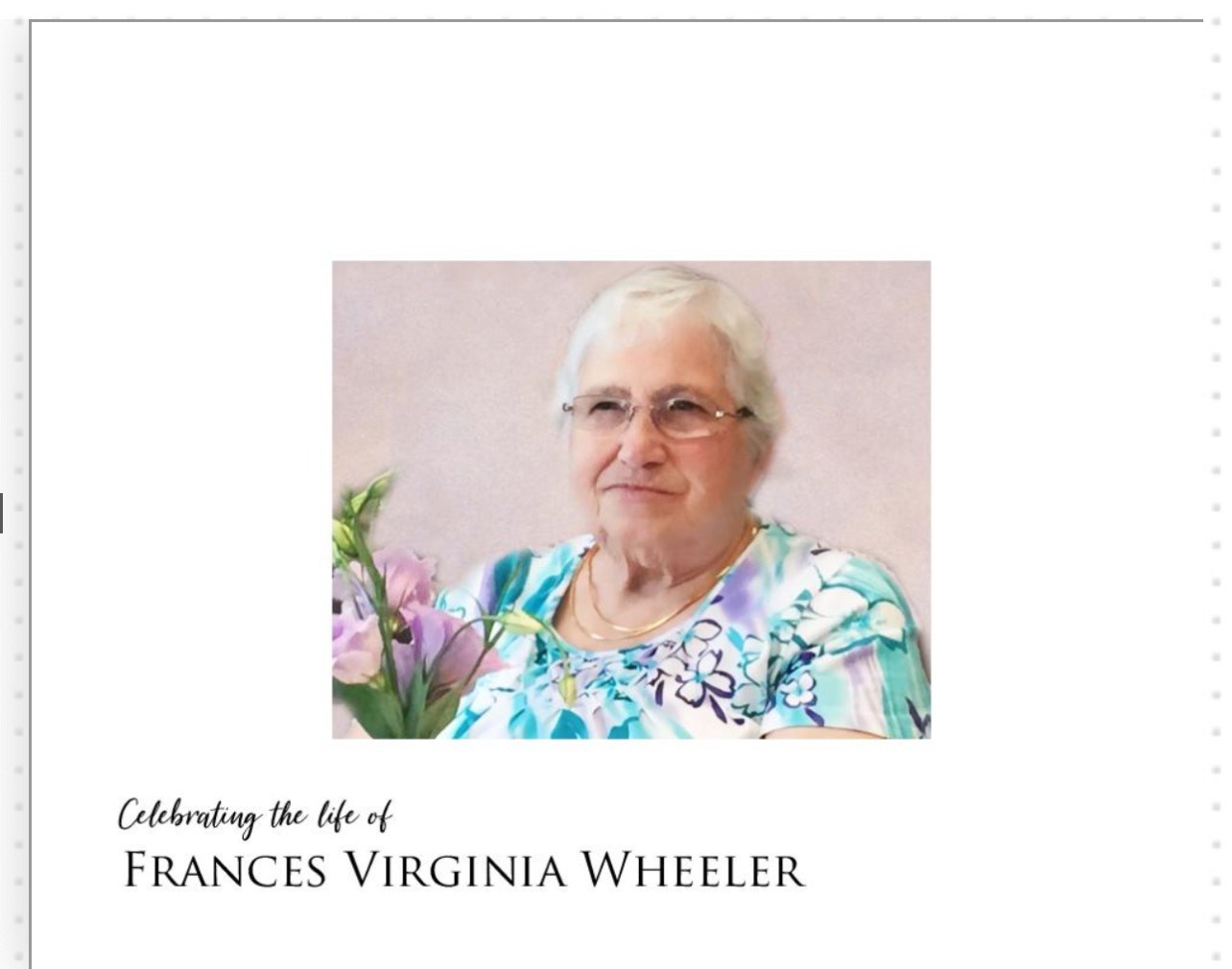 Frances Wheeler Obituary Falls Church, VA