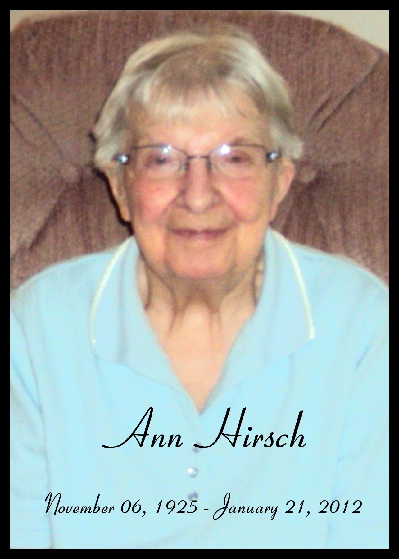 Anna Hirsch Obituary Chilliwack, BC