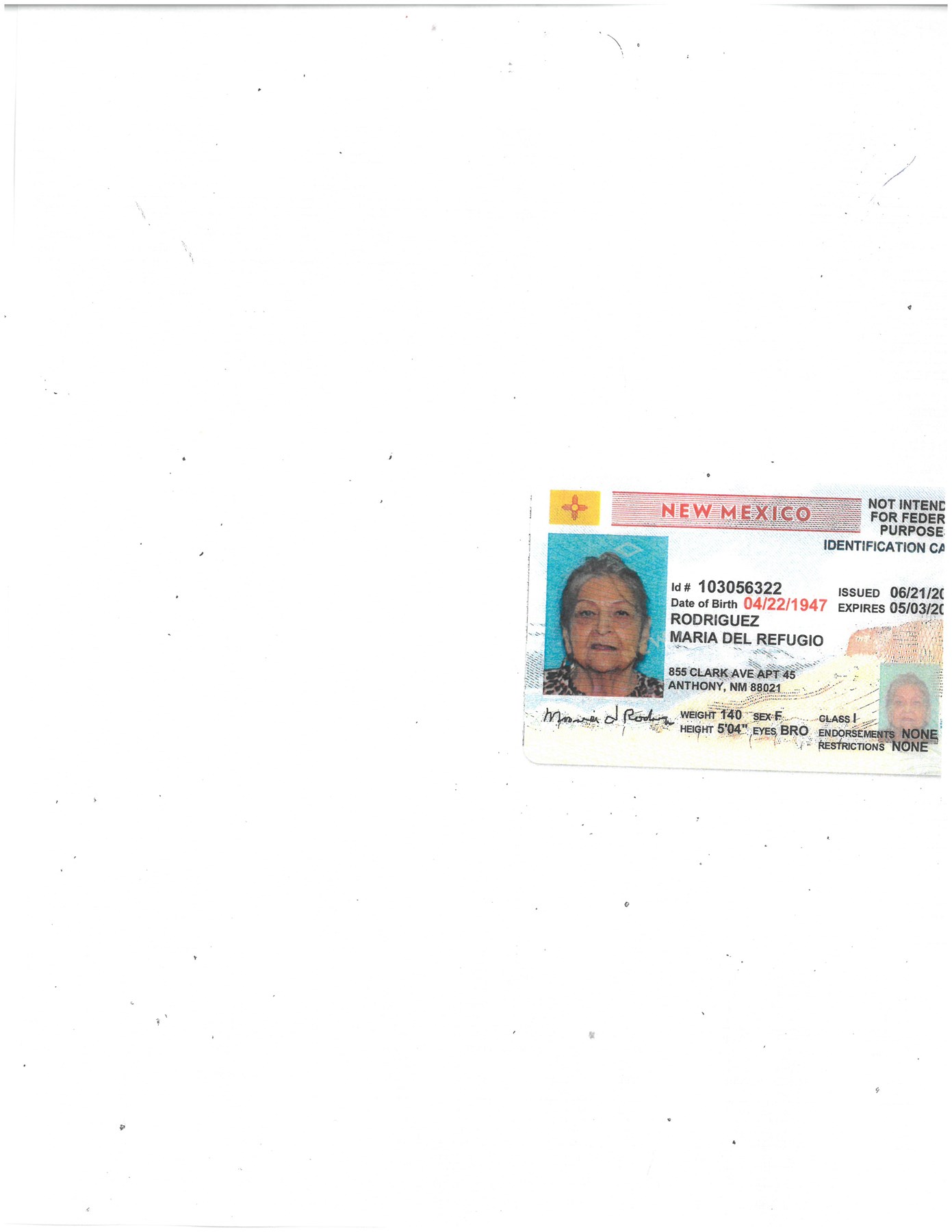 Avis de décès de Maria del Refugio Rodriguez