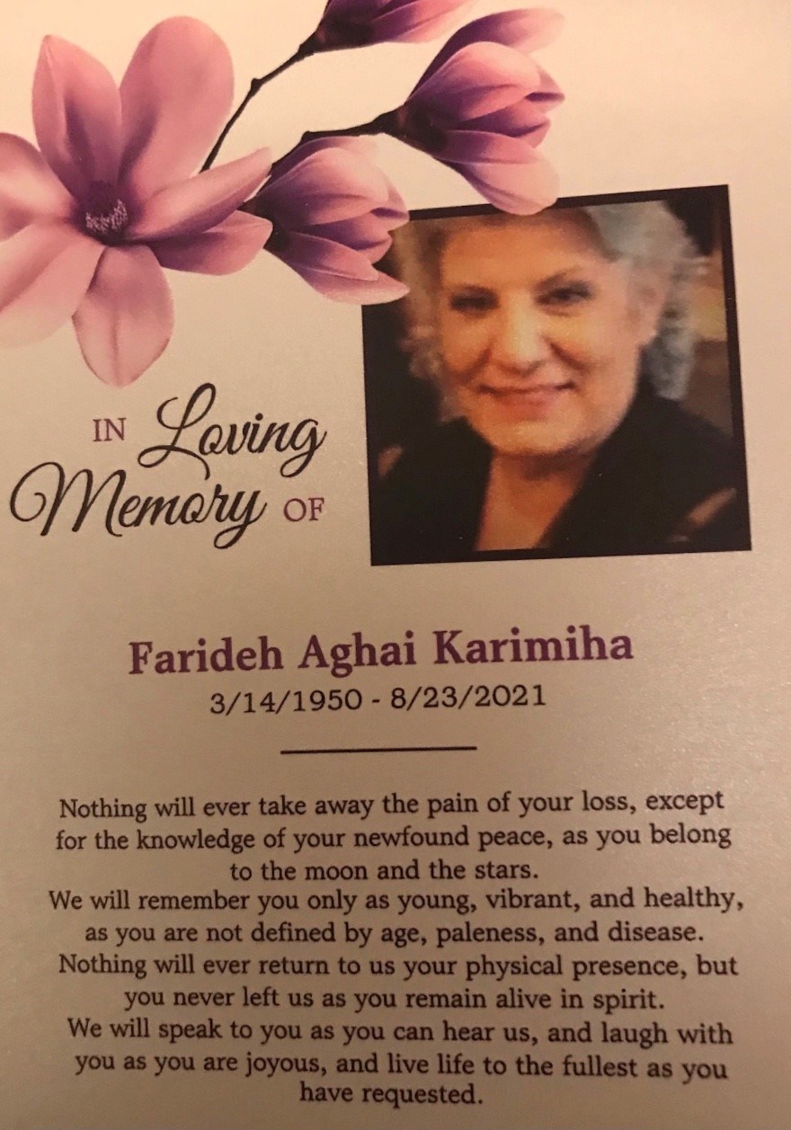 Obituary of Farideh Aghai