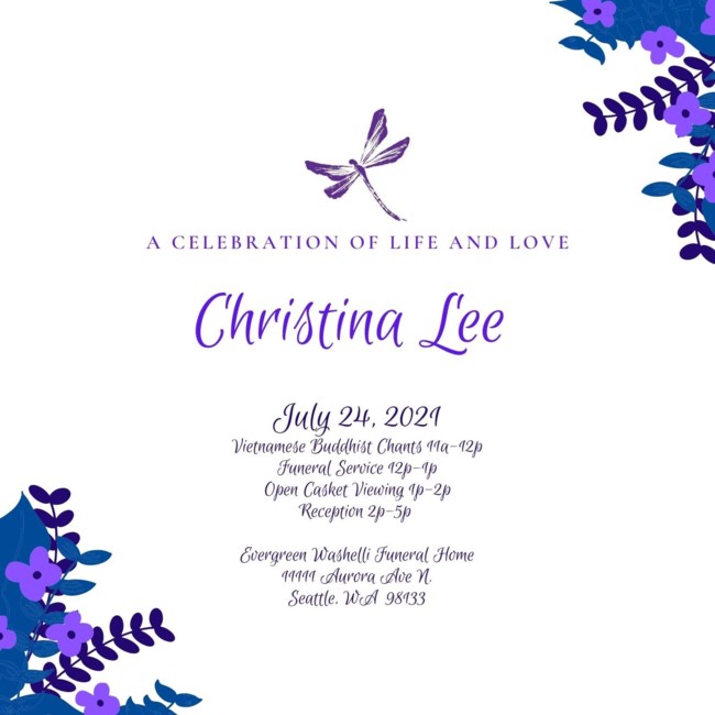 Avis de décès de Christina Tang Lee