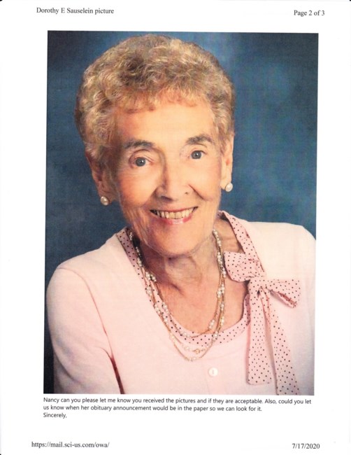 Obituario de Dorothy Elizabeth Sauselein